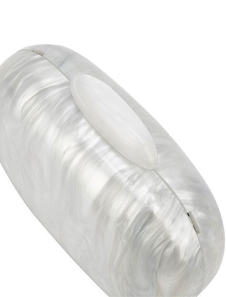 Oval Acrylic Clutch Bag, Pearl White