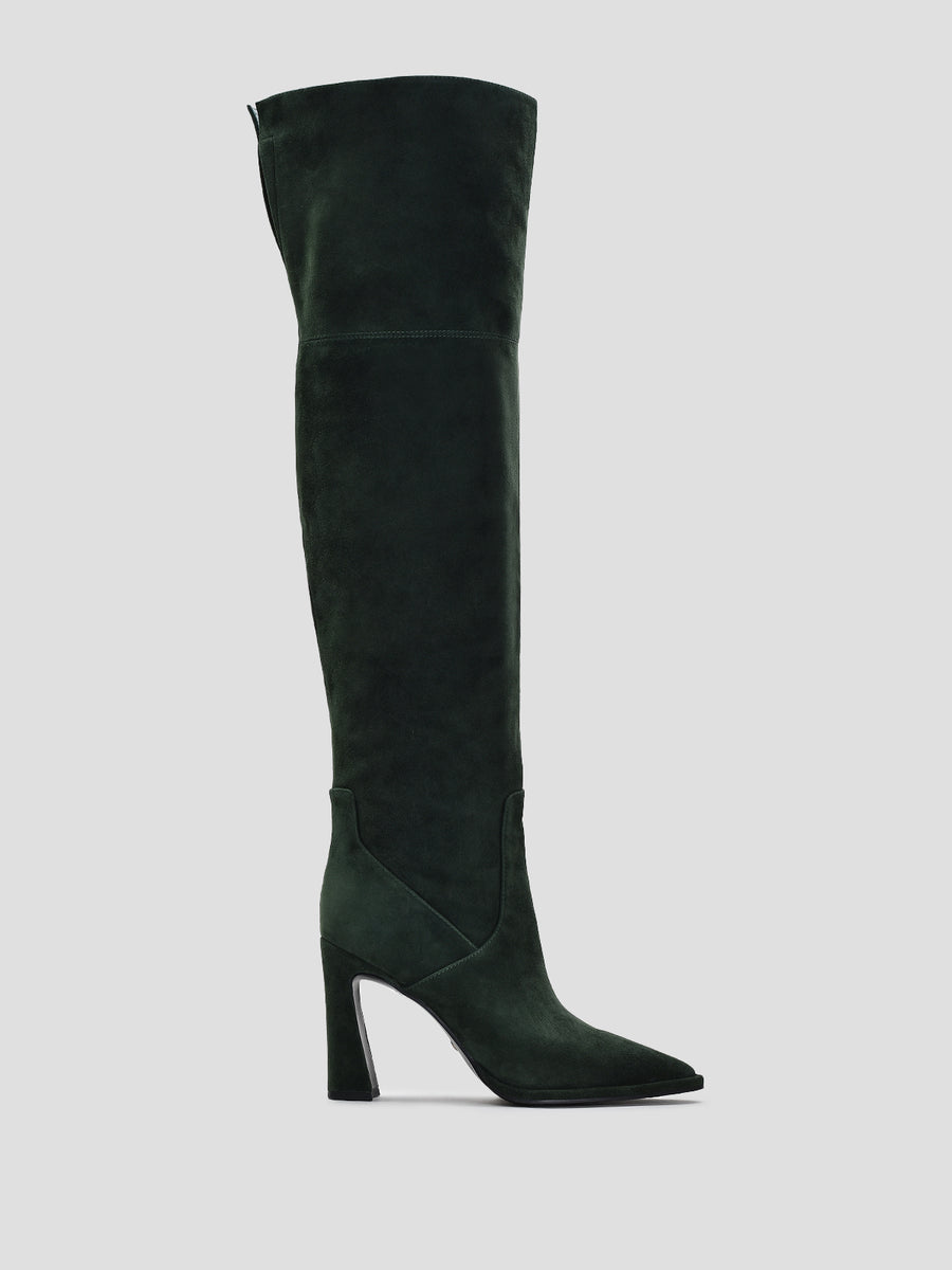 Over-the-Knee Suede Boots, Green