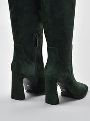 Over-the-Knee Suede Boots, Green