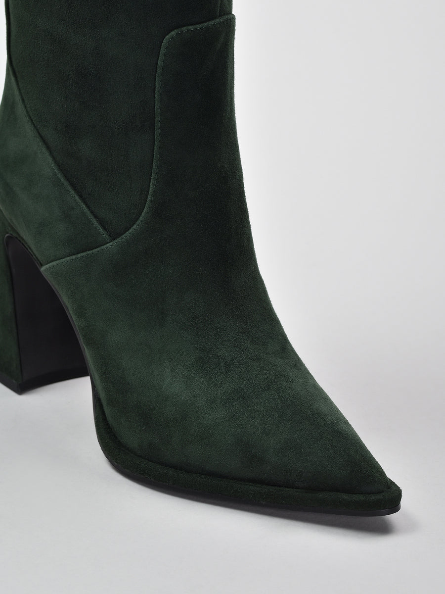 Over-the-Knee Suede Boots, Green