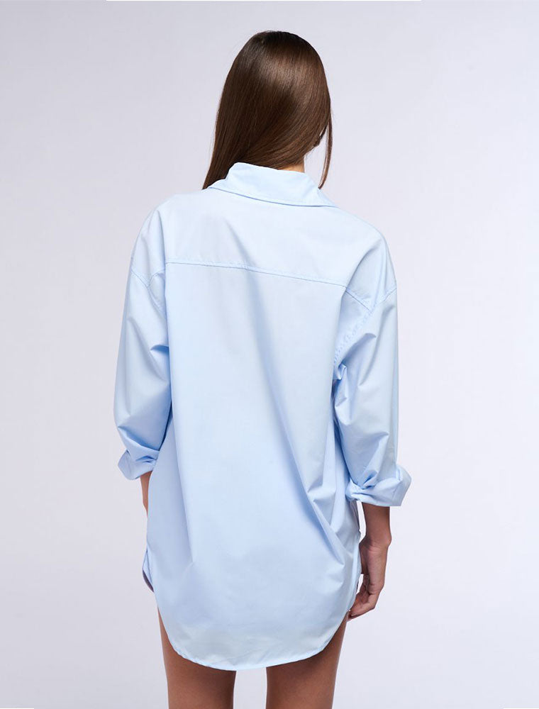 Button Down Front Stripe Shirt, Blue