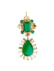 Interchangeable Nanette Pendant, Green Onyx, Citrine, Clear Quartz, 14K Gold Plated