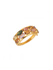 Rachel Ring, Tourmaline, 14K Gold Plated Adjustable