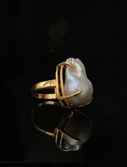 Baroque Pearl Ring, 14K Gold Plated, sz. 7