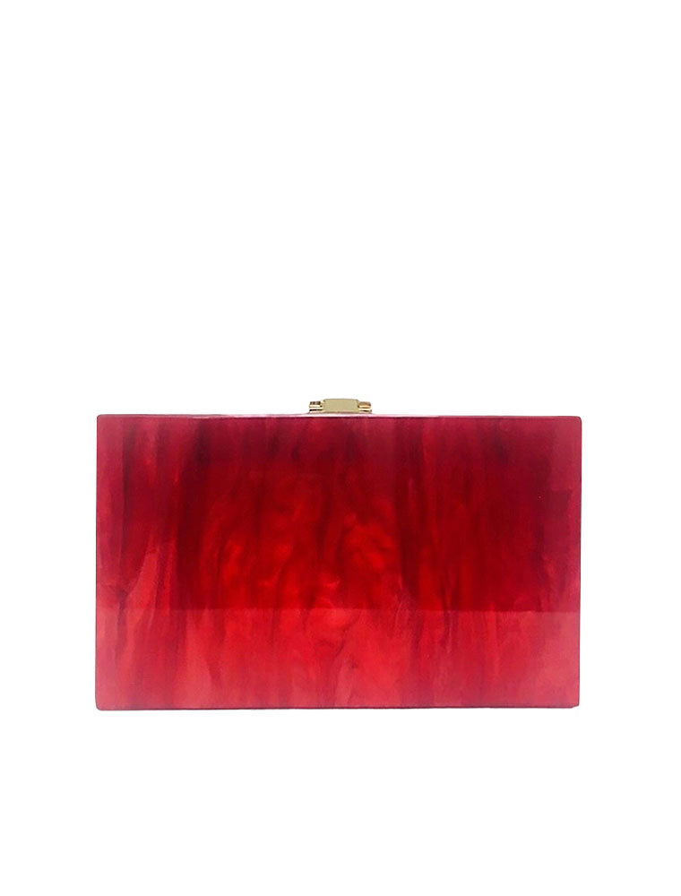 Rectangular Acrylic Clutch Bag, Red Flames