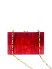 Rectangular Acrylic Clutch Bag, Red Flames