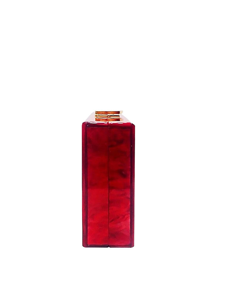 Rectangular Acrylic Clutch Bag, Red Flames