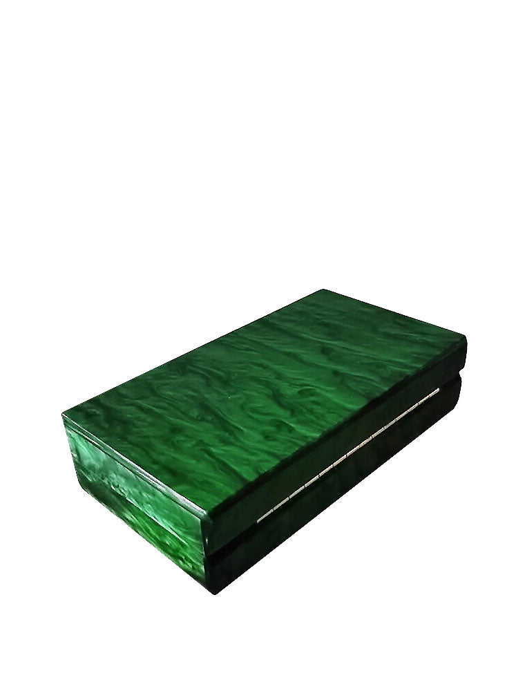 Rectangular Acrylic Clutch Bag, Green Flames