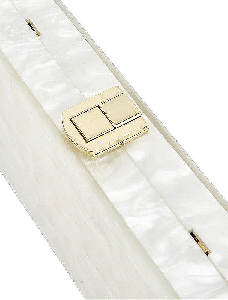 Rectangular Acrylic Clutch Bag, Pearl White