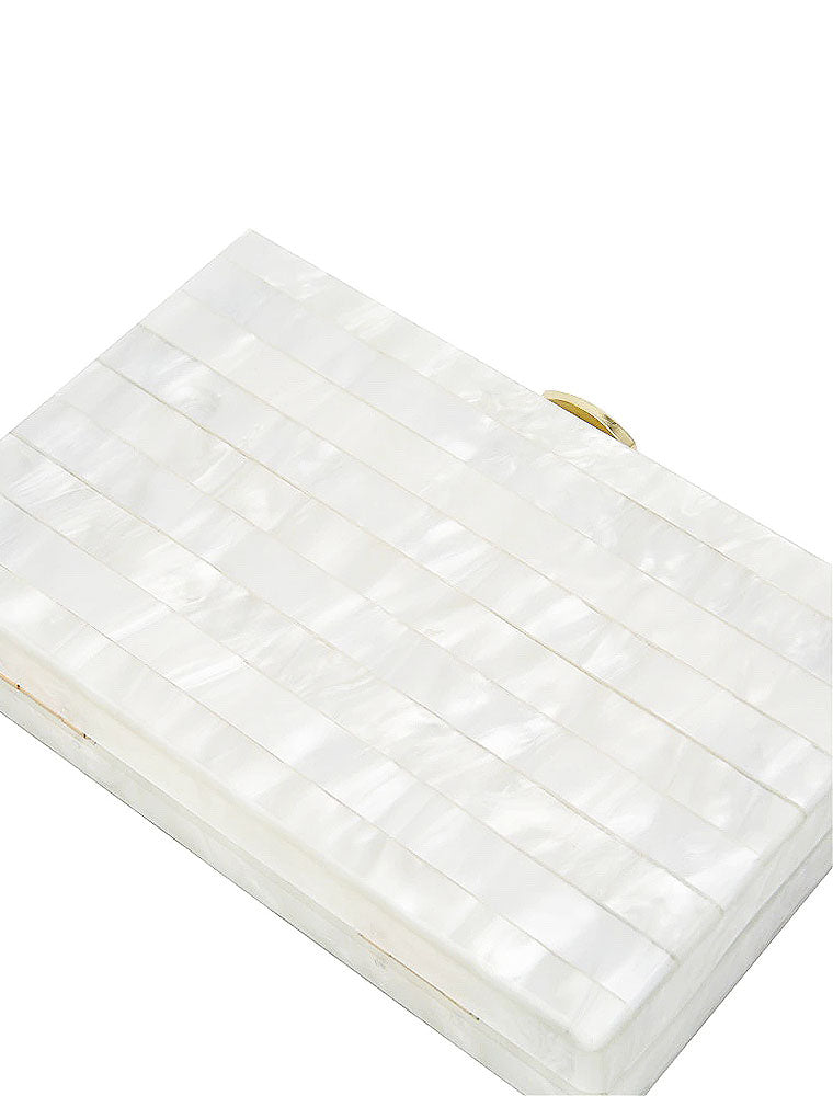 Rectangular Acrylic Clutch Bag, Pearl White