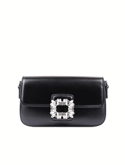 Rhinestone Buckle Décor Flap Shoulder Bag