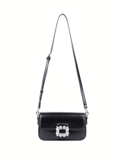 Rhinestone Buckle Décor Flap Shoulder Bag