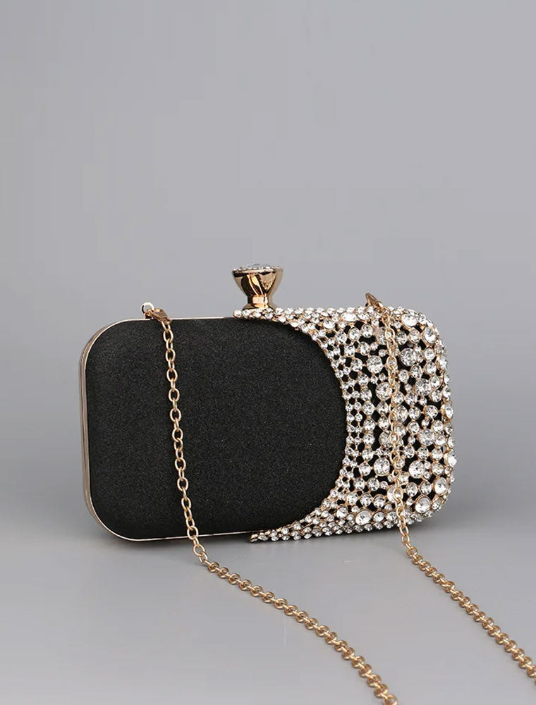 Runway Glamorous Rhinestone Clutch Bag, Black