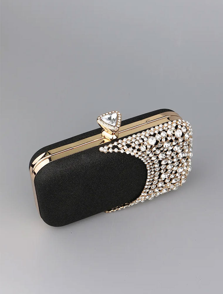 Runway Glamorous Rhinestone Clutch Bag, Black