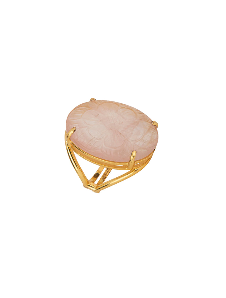 Faye Ring, Rutilated Quartz, 14K Gold Plated, sz. 7