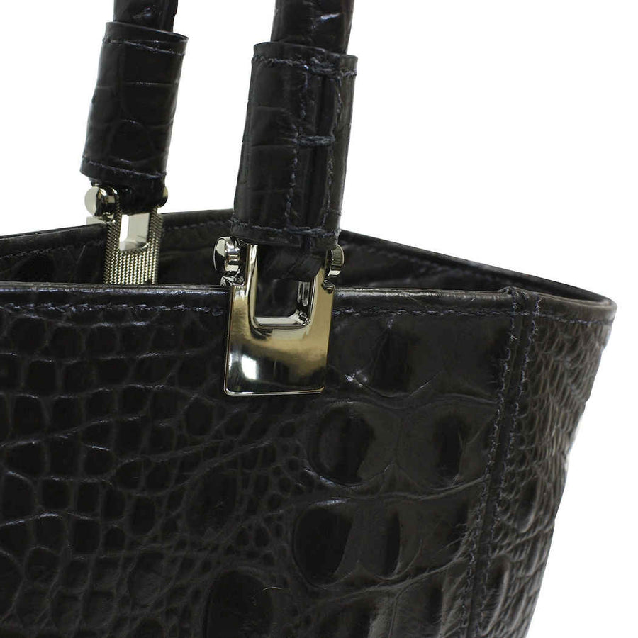 Brown Croc Baguette Shopper Tote