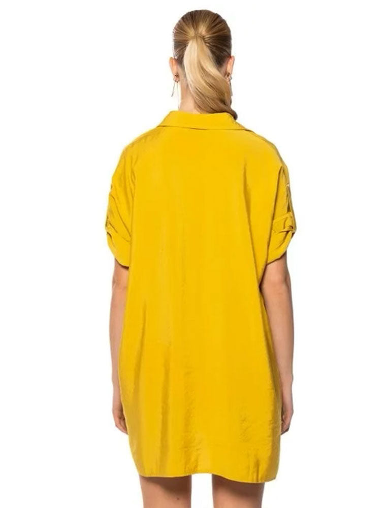 Short Sleeve Oversized Shirt, Mustard