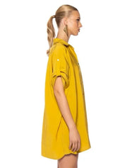 Short Sleeve Oversized Shirt, Mustard