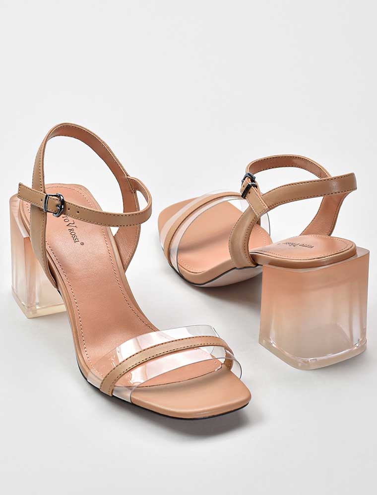 Smoky Block Heel Sandals, Beige