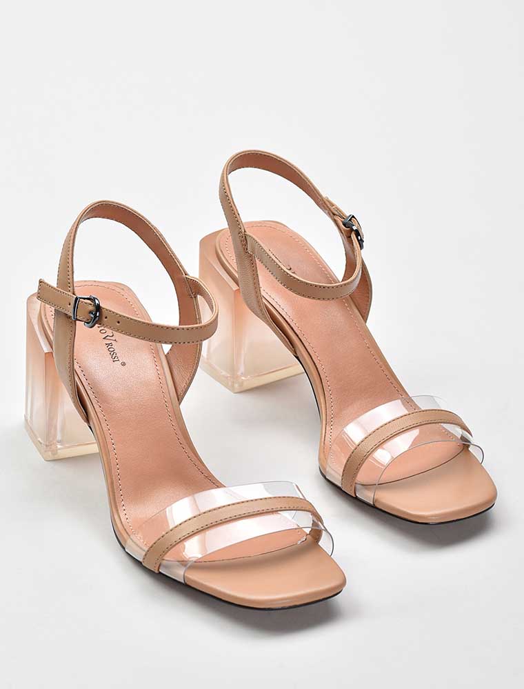 Smoky Block Heel Sandals, Beige