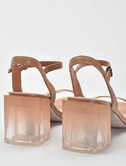 Smoky Block Heel Sandals, Beige