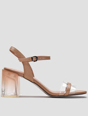 Smoky Block Heel Sandals, Beige