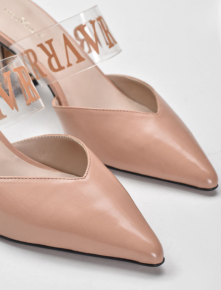 Smoky Pyramid Heel with VR Strap Mules