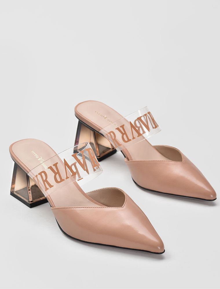 Smoky Pyramid Heel with VR Strap Mules