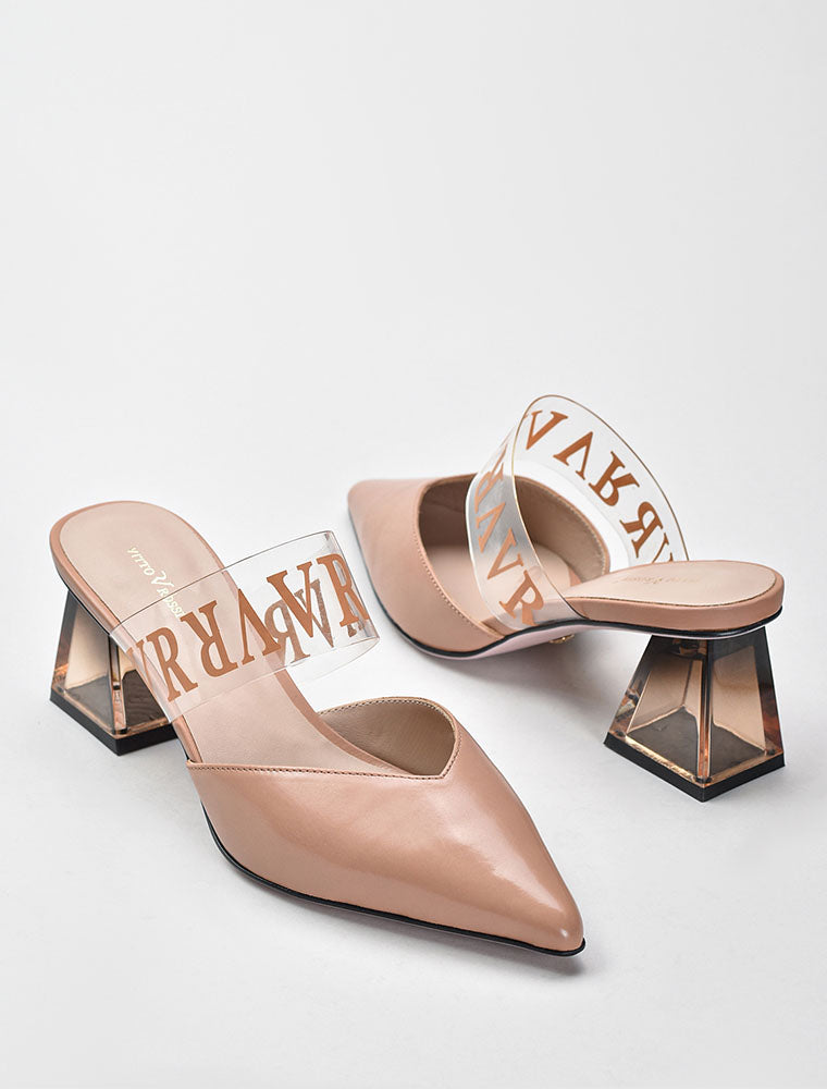 Smoky Pyramid Heel with VR Strap Mules