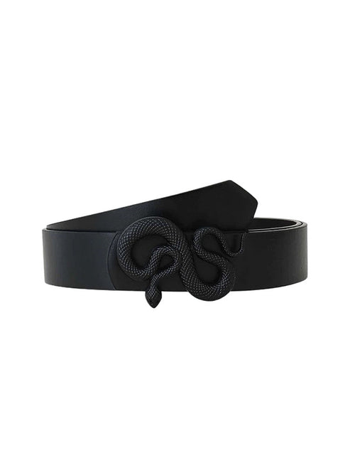 Leather Snake Belt, Black