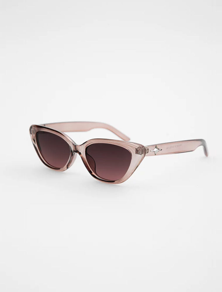 Soft Cat Eye Sunglasses in Transparent Frame, Brown