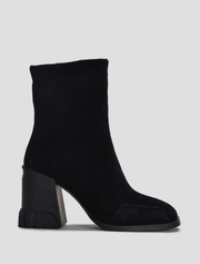 Solid Color Squared Toe Block Heel Booties