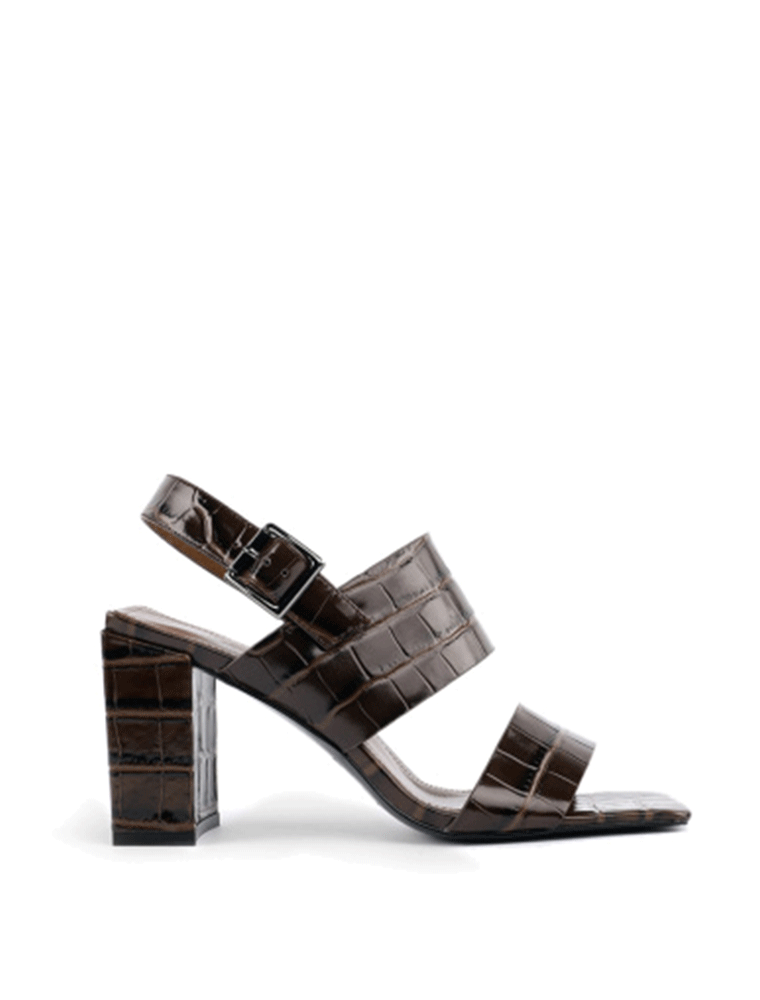 Square Toe Embossed Croc Sandals