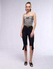 Stripped Cropped Top, Black/White