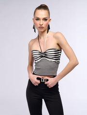 Stripped Cropped Top, Black/White