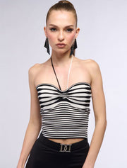 Stripped Cropped Top, Black/White