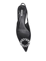 Suede Sling Back with Rhinestone Pumps