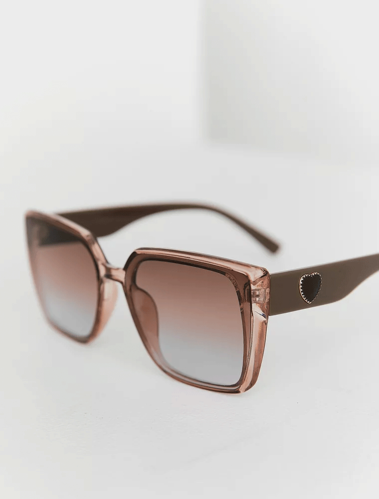 Square Plastic Sunglasses, Brown