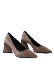 Triangle Block Heel Pumps with Chain