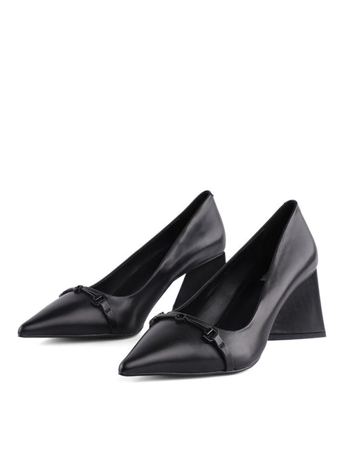 Triangle Block Heel Pumps with Chain