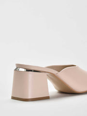 Triangle Open Toe Sandals with Metal Detail, Pink