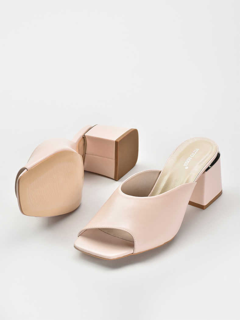 Triangle Open Toe Sandals with Metal Detail, Pink