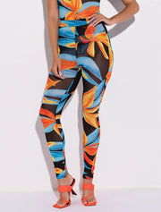 Tropical Print Mesh Leggings, Multicolor