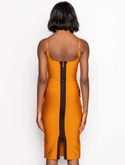 Drawstring Detail Bodycon Midi Dress, Orange