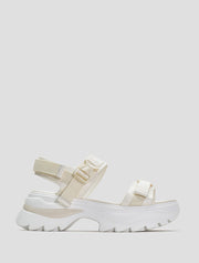 Velcro Strap Sporty Platform Sandals, Cream