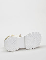 Velcro Strap Sporty Platform Sandals, Cream