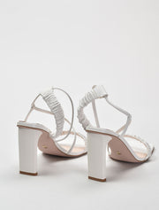 Gathered Strap High Heel Sandals, White