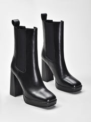 Women's Block Heel Leather Boots