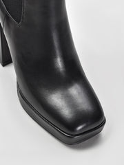 Women's Block Heel Leather Boots