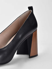 Women's Wooden Geometric Heel Pumps